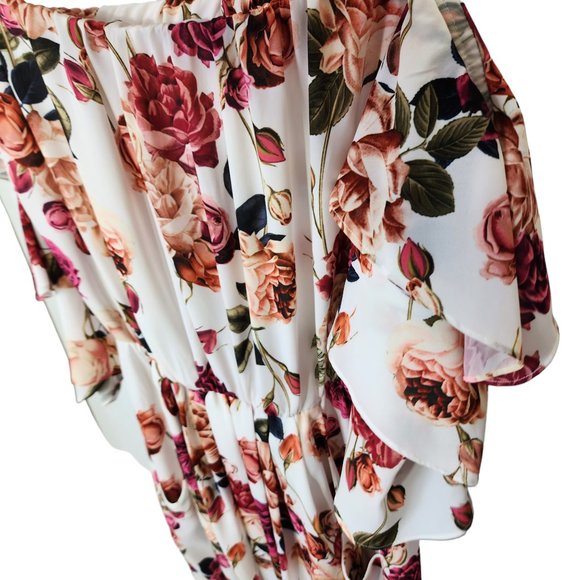 Sheike dress off shoulder mid length floral size 10 - Picture 14 of 16